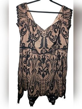 City Chic Black Lace Nude Illusion Dress XL / 22